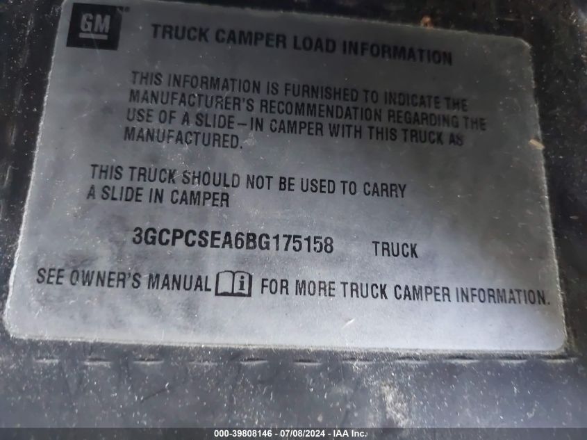 2011 Chevrolet Silverado 1500 Lt VIN: 3GCPCSEA6BG175158 Lot: 39808146