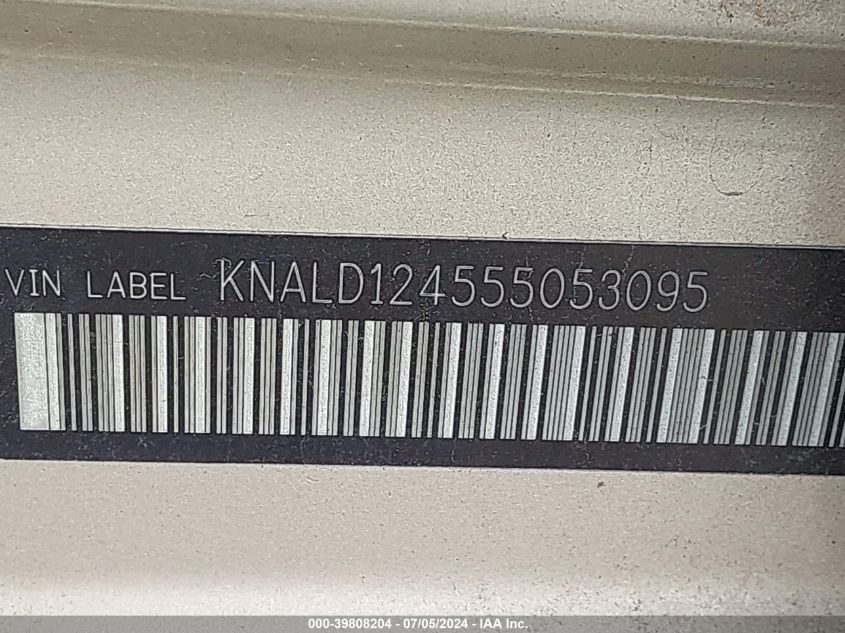 2005 Kia Amanti VIN: KNALD124555053095 Lot: 39808204