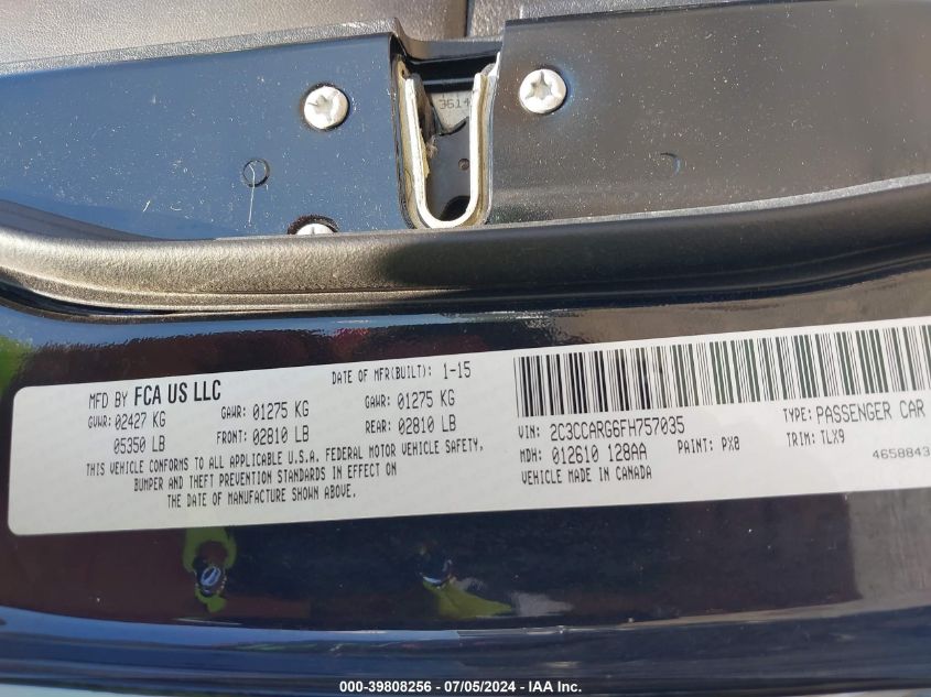 2015 Chrysler 300 Limited VIN: 2C3CCARG6FH757035 Lot: 39808256