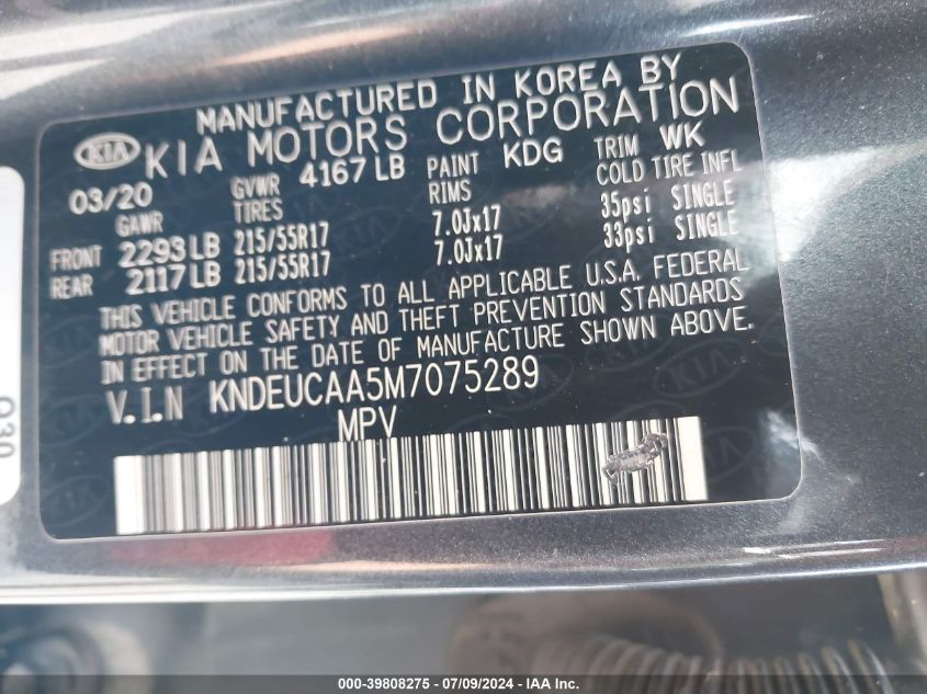 2021 KIA SELTOS S - KNDEUCAA5M7075289