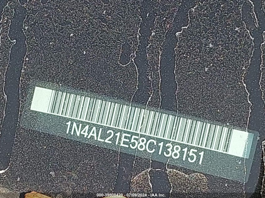 2008 Nissan Altima 2.5/2.5S VIN: 1N4AL21E58C138151 Lot: 39808420