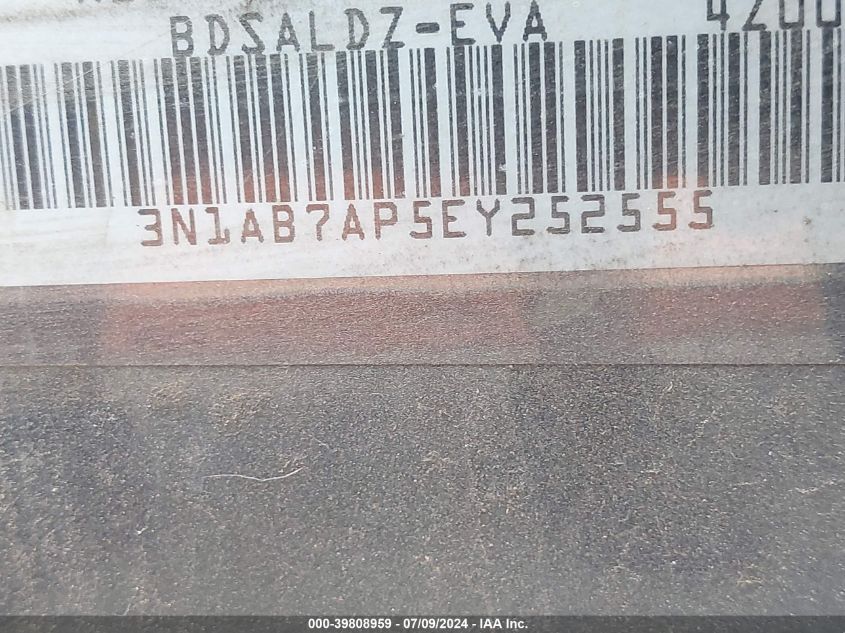 2014 Nissan Sentra Fe+ S/Fe+ Sv/S/Sl/Sr/Sv VIN: 3N1AB7AP5EY252555 Lot: 39808959