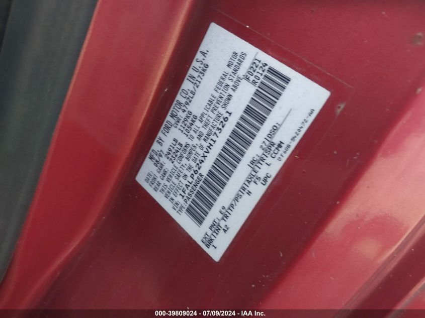 1997 Ford Thunderbird Lx VIN: 1FALP624XVH173261 Lot: 39809024