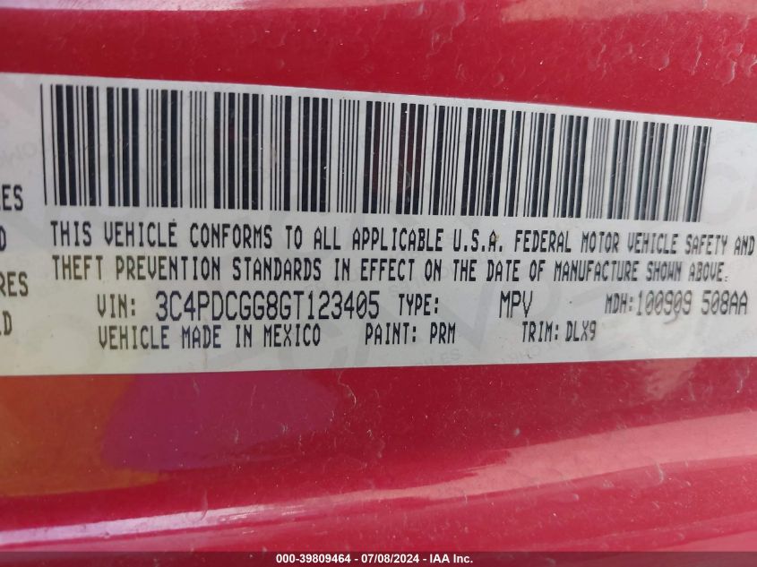 2016 Dodge Journey Crossroad Plus VIN: 3C4PDCGG8GT123405 Lot: 39809464