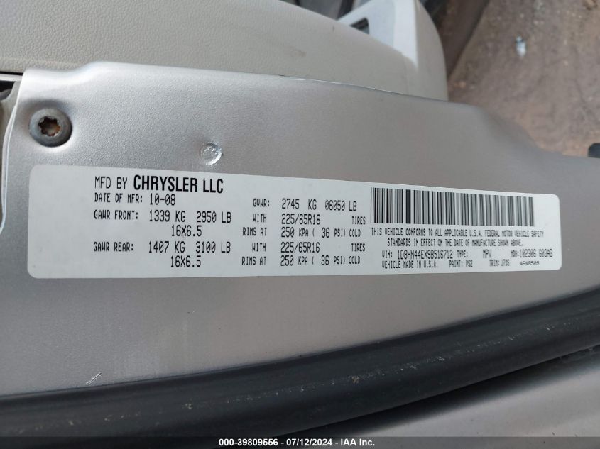 2009 Dodge Grand Caravan Se VIN: 1D8HN44EX9B516712 Lot: 39809556