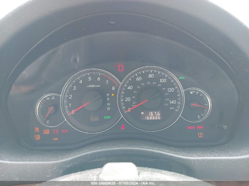 2009 Subaru Legacy 2.5I Limited VIN: 4S3BL626897226036 Lot: 39809628