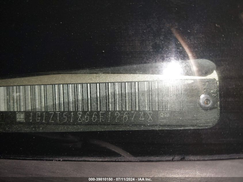 2006 Chevrolet Malibu Lt VIN: 1G1ZT51866F126748 Lot: 39810150