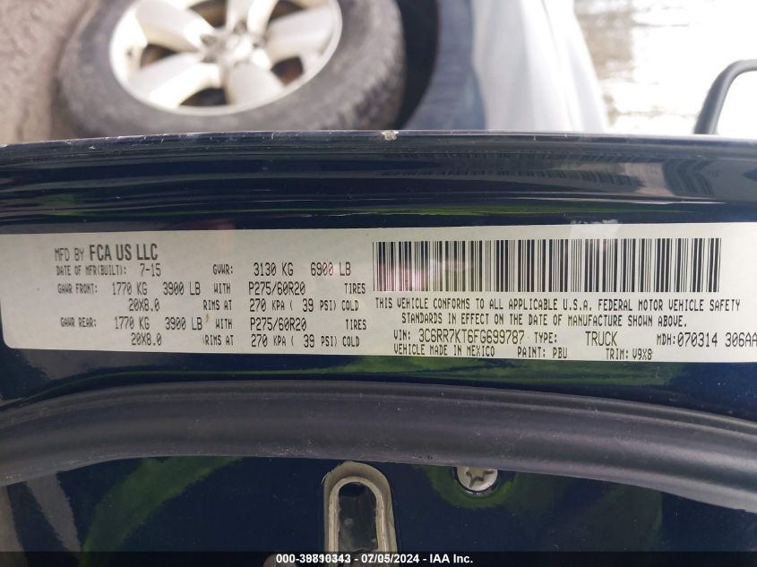 2015 Ram 1500 Express VIN: 3C6RR7KT6FG699787 Lot: 39810343