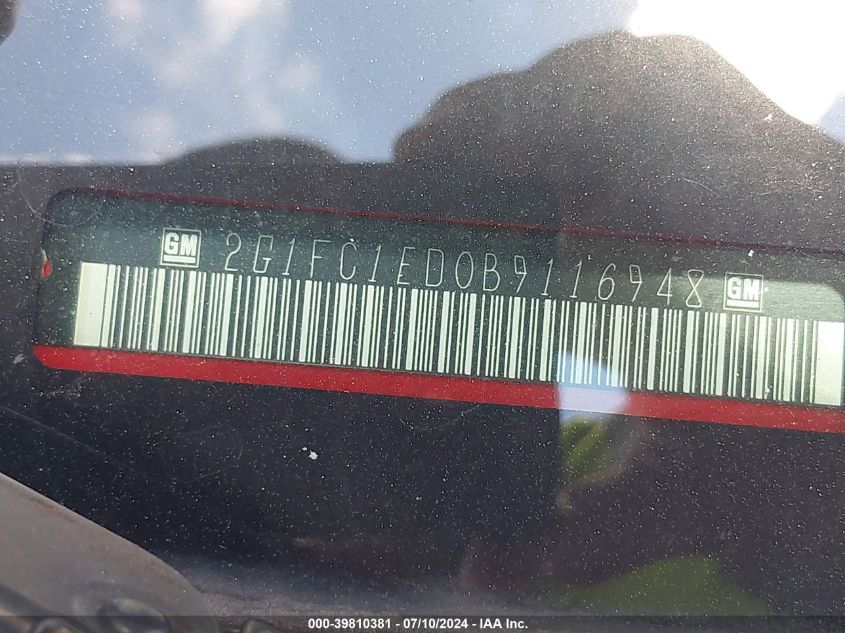 2011 Chevrolet Camaro 2Lt VIN: 2G1FC1ED0B9116948 Lot: 39810381