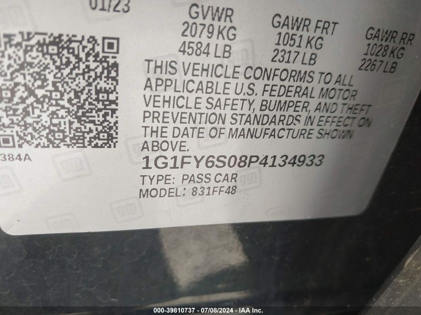 1G1FY6S08P4134933 2023 Chevrolet Bolt Euv Fwd Lt