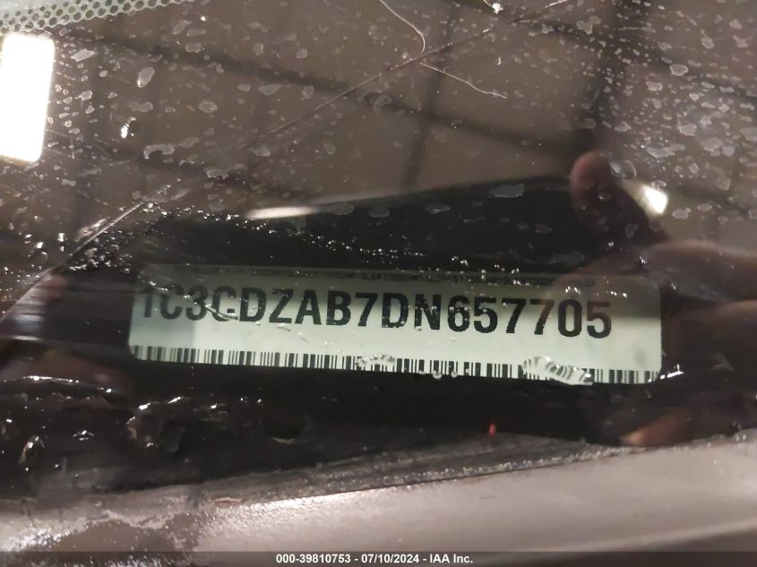 2013 Dodge Avenger Se VIN: 1C3CDZAB7DN657705 Lot: 39810753