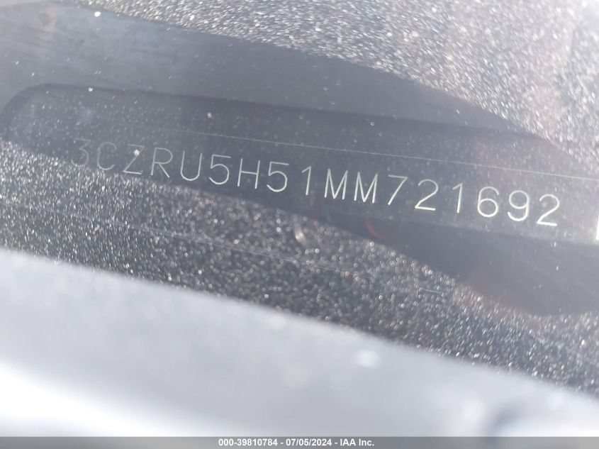 2021 Honda Hr-V Ex VIN: 3CZRU5H51MM721692 Lot: 39810784