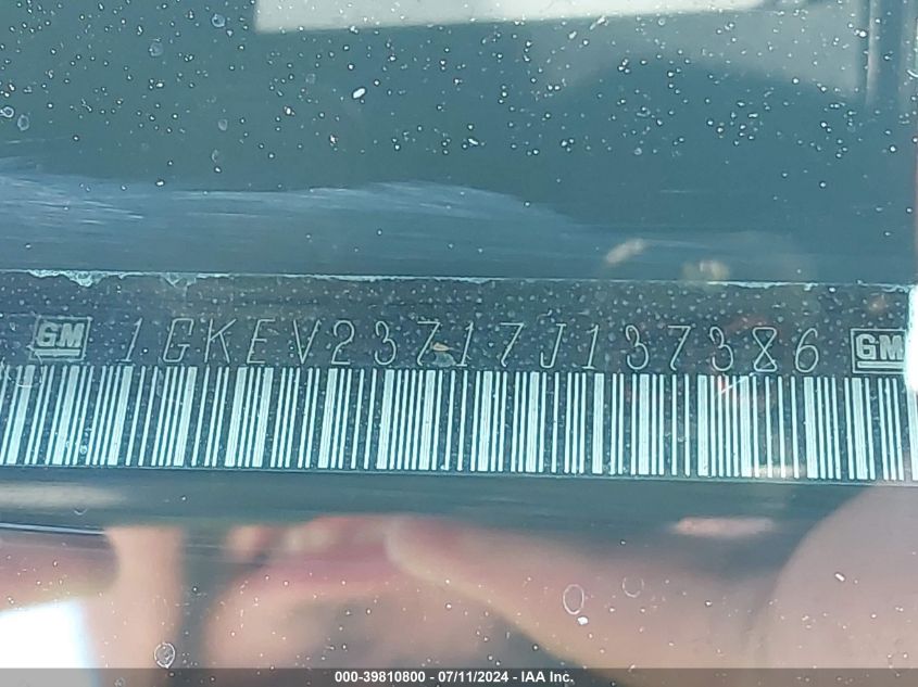 2007 GMC Acadia Slt-1 VIN: 1GKEV23717J137386 Lot: 39810800