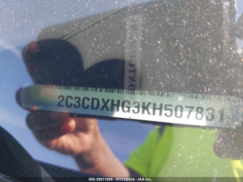 2019 Dodge Charger Gt Rwd VIN: 2C3CDXHG3KH507831 Lot: 39811095