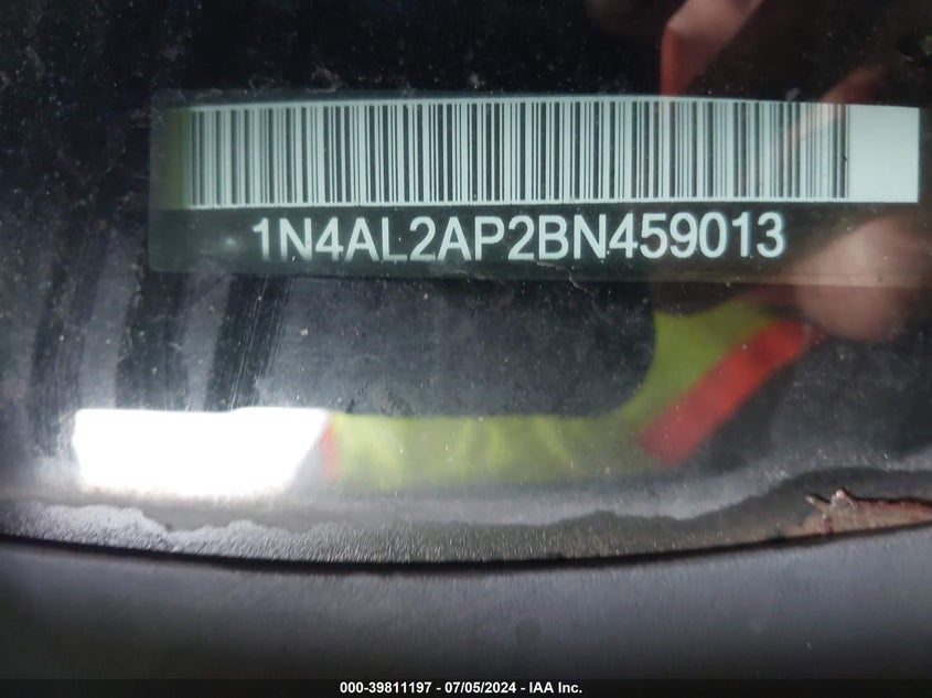 2011 Nissan Altima 2.5 S VIN: 1N4AL2AP2BN459013 Lot: 39811197