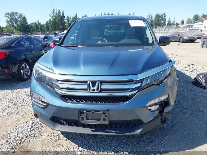 2016 Honda Pilot Lx VIN: 5FNYF6H11GB051648 Lot: 39811373