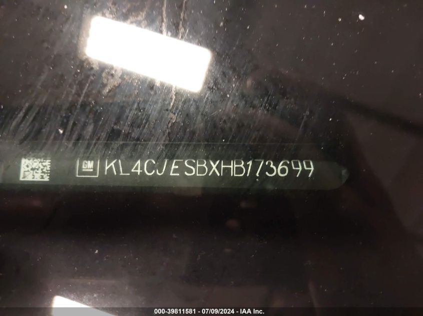 2017 Buick Encore Preferred VIN: KL4CJESBXHB173699 Lot: 39811581