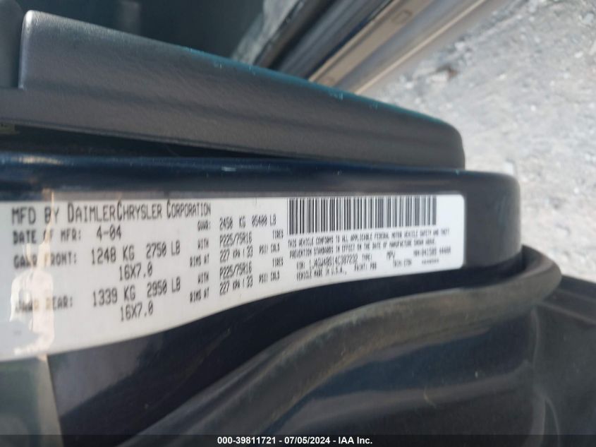 2004 Jeep Grand Cherokee Laredo VIN: 1J4GW48S14C387232 Lot: 39811721