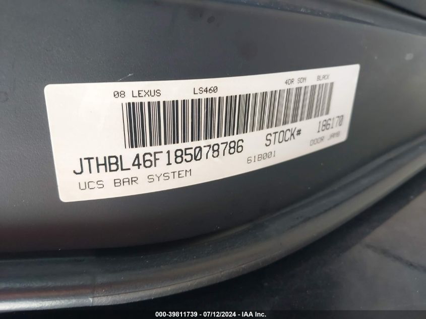 JTHBL46F185078786 2008 Lexus Ls 460