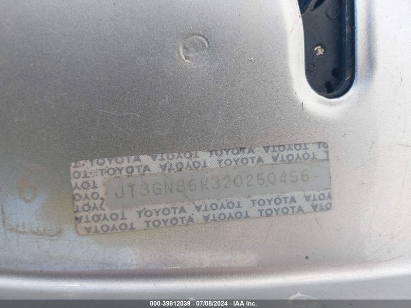 2002 Toyota 4Runner Sr5 V6 VIN: JT3GN86R320250456 Lot: 39812039