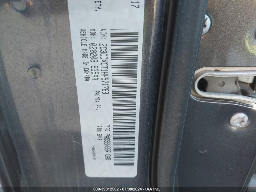 2017 Dodge Charger R/T Rwd VIN: 2C3CDXCT1HH571783 Lot: 39812582