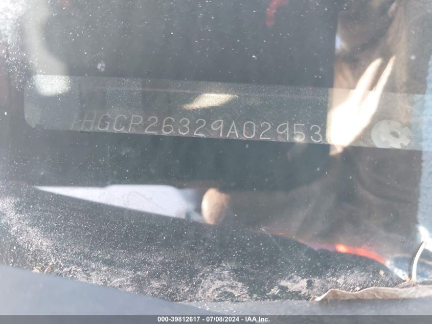 2009 Honda Accord 2.4 Lx VIN: 1HGCP26329A029532 Lot: 39812617