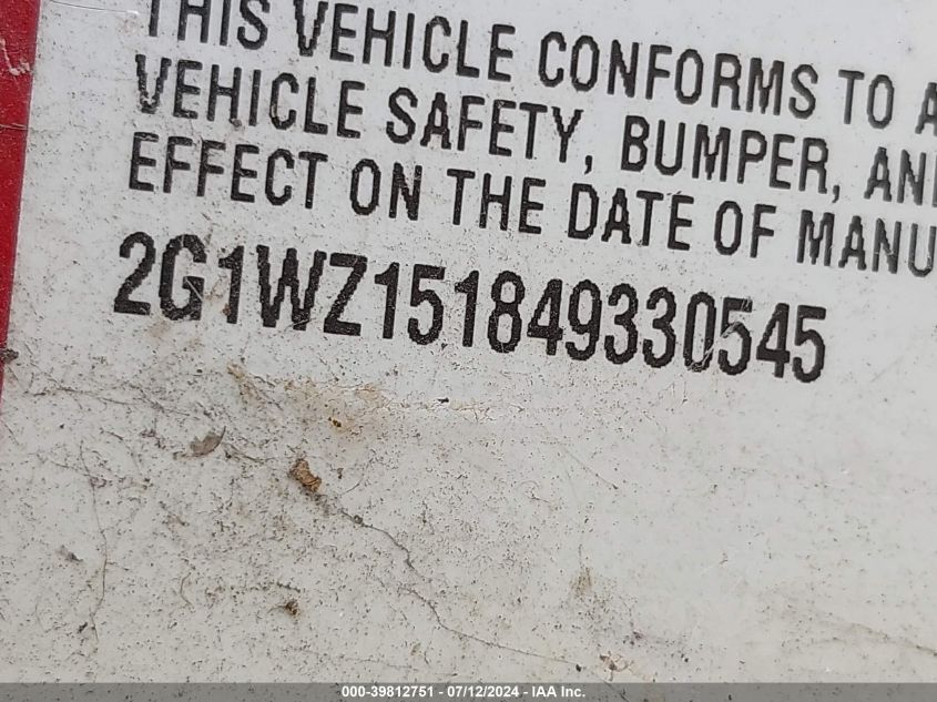 2004 Chevrolet Monte Carlo Supercharged Ss VIN: 2G1WZ151849330545 Lot: 39812751