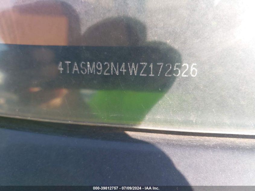 1998 Toyota Tacoma Prerunner VIN: 4TASM92N4WZ172526 Lot: 39812757