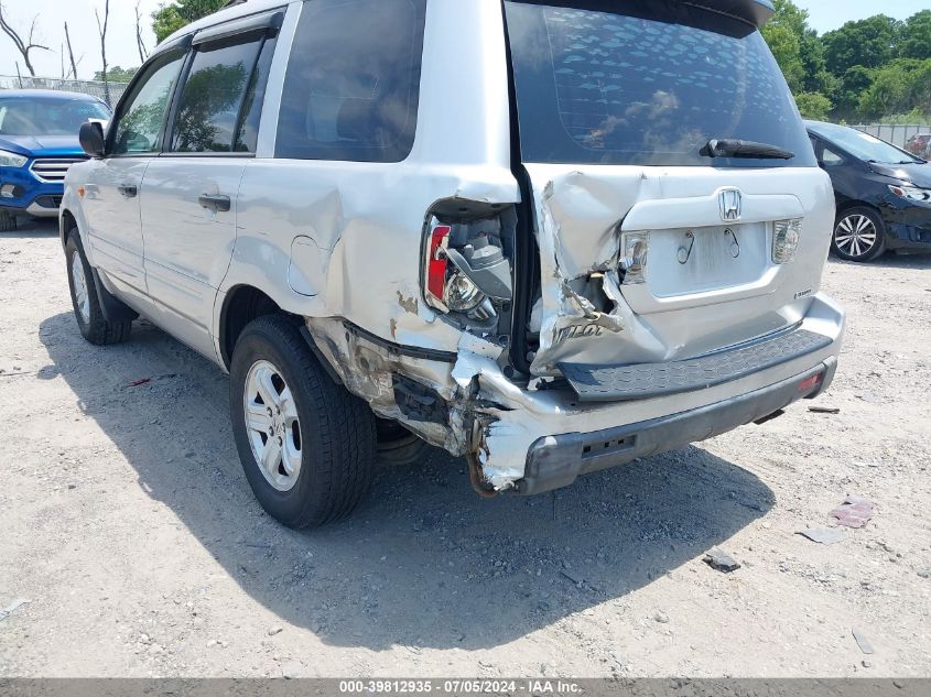 2007 Honda Pilot Lx VIN: 5FNYF18137B002406 Lot: 39812935