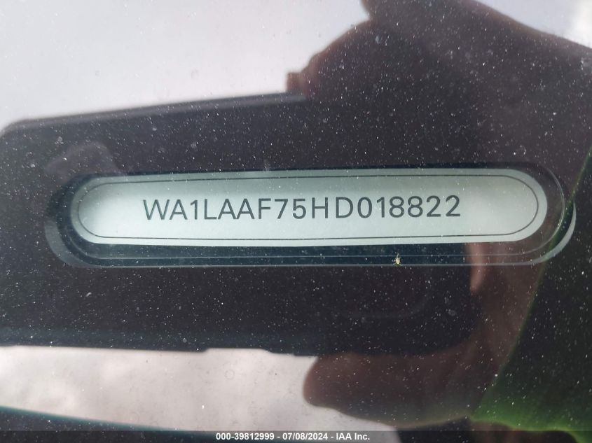 2017 Audi Q7 3.0T Premium VIN: WA1LAAF75HD018822 Lot: 39812999