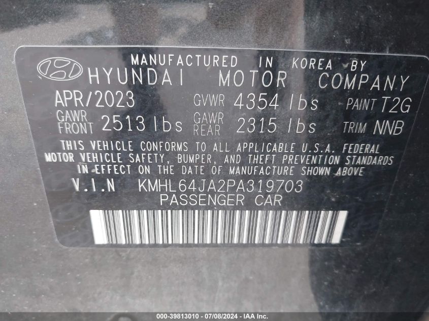 KMHL64JA2PA319703 2023 Hyundai Sonata Sel