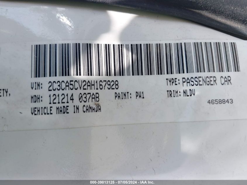 2010 Chrysler 300 Touring/Signature Series/Executive Series VIN: 2C3CA5CV2AH167928 Lot: 39813125