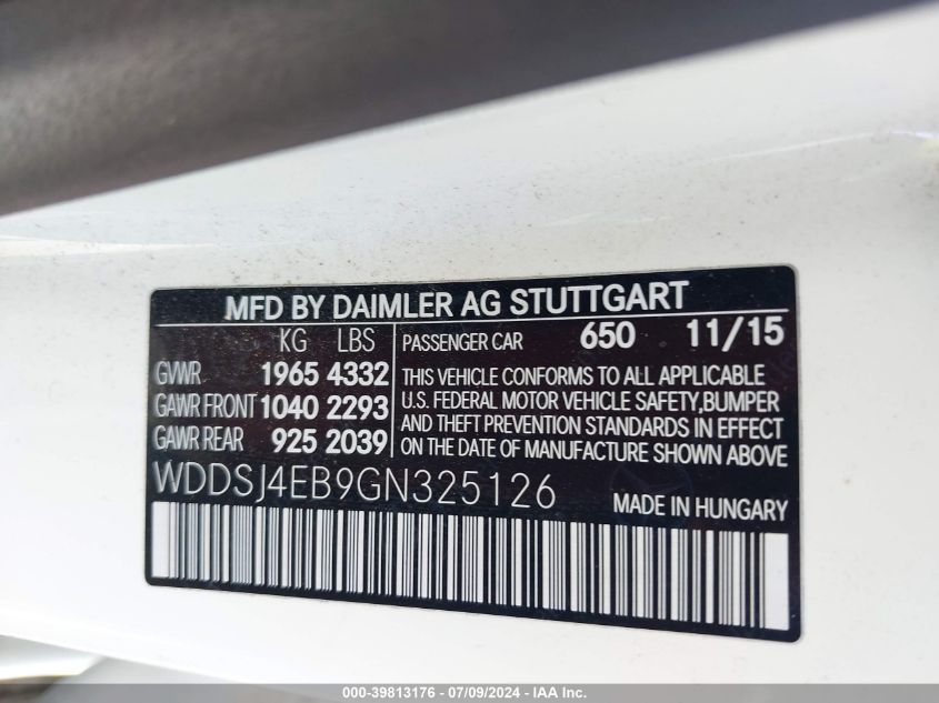 WDDSJ4EB9GN325126 2016 Mercedes-Benz Cla 250 250