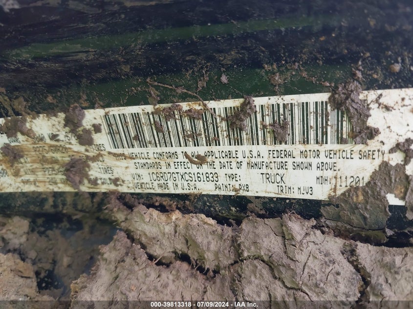 2012 Ram 1500 Slt VIN: 1C6RD7GTXCS161833 Lot: 39813318