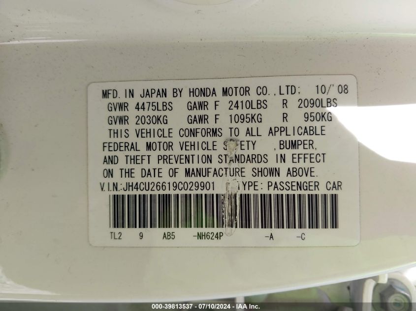 JH4CU26619C029901 2009 Acura Tsx