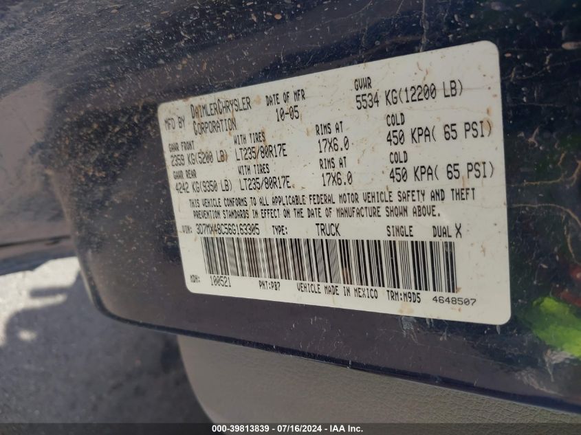 2006 Dodge Ram 3500 Slt/Sport VIN: 3D7MX48C56G163305 Lot: 39813839