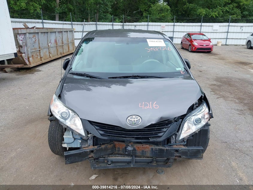 2012 Toyota Sienna Base V6 7 Passenger VIN: 5TDZK3DC9CS250474 Lot: 39814216