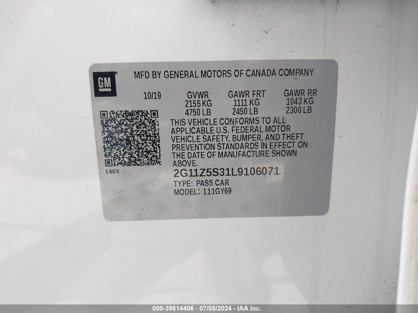 2020 CHEVROLET IMPALA LT - 2G11Z5S31L9106071