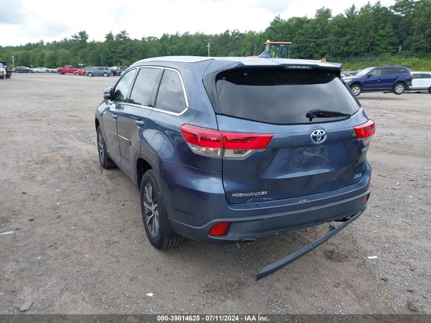 2019 Toyota Highlander Hybrid Xle VIN: 5TDJGRFH4KS077455 Lot: 39814625