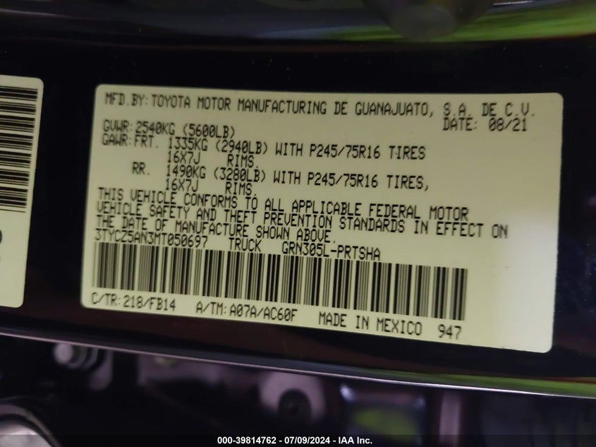 2021 TOYOTA TACOMA SR V6 - 3TYCZ5AN3MT050697