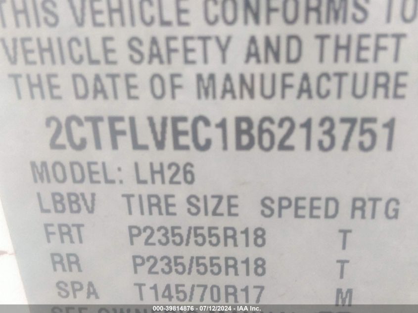 2011 GMC Terrain Slt-1 VIN: 2CTFLVEC1B6213751 Lot: 39814876