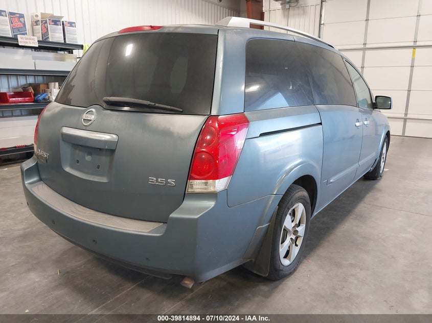 2009 Nissan Quest 3.5 S VIN: 5N1BV28UX9N100356 Lot: 39814894