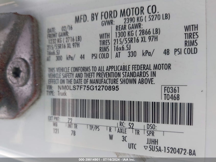 2016 FORD TRANSIT CONNECT XLT - NM0LS7F75G1270895