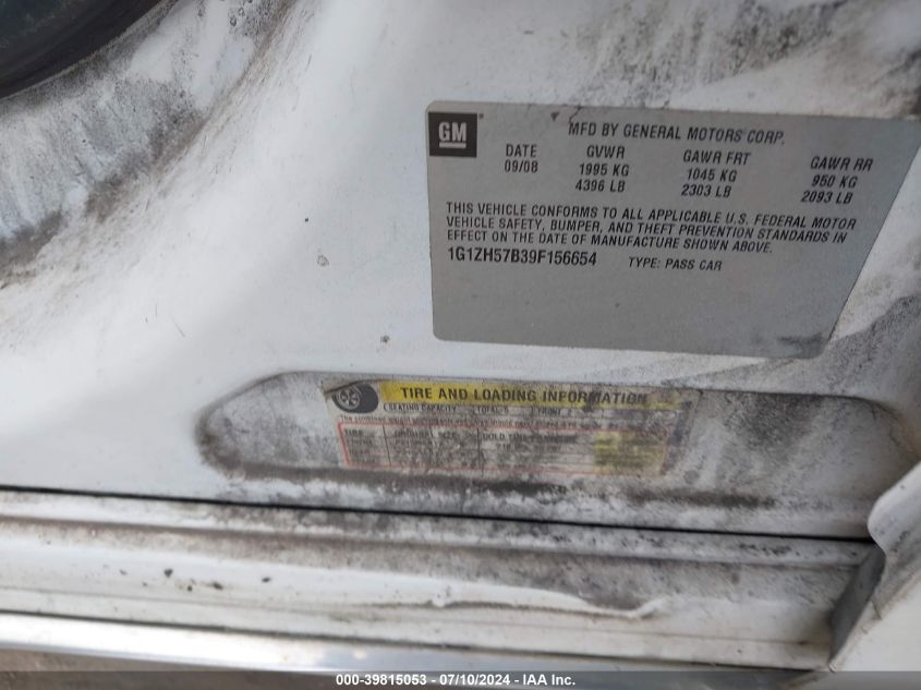 2009 Chevrolet Malibu 1Lt VIN: 1G1ZH57B39F156654 Lot: 39815053