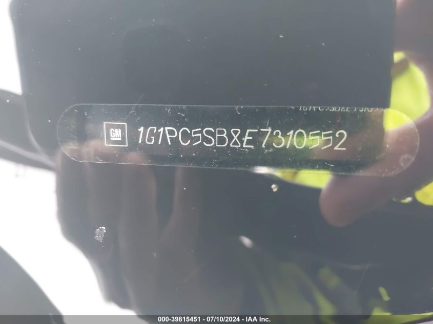 2014 Chevrolet Cruze 1Lt Auto VIN: 1G1PC5SB8E7310552 Lot: 39815451