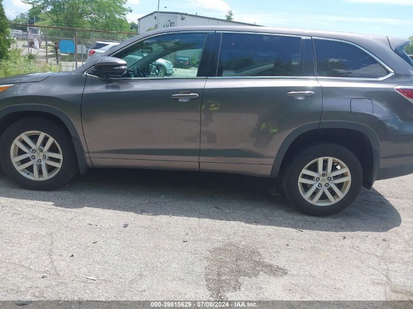 2015 Toyota Highlander Le V6 VIN: 5TDBKRFH3FS104914 Lot: 39815629