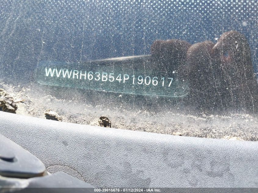 2004 Volkswagen Passat Glx VIN: WVWRH63B54P190617 Lot: 39815676