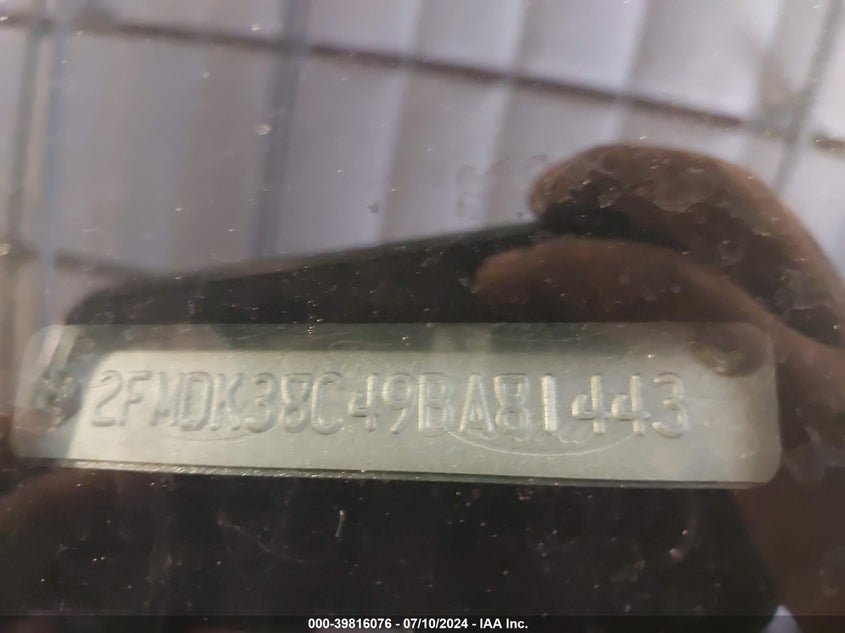 2009 Ford Edge Sel VIN: 2FMDK38C49BA81443 Lot: 39816076