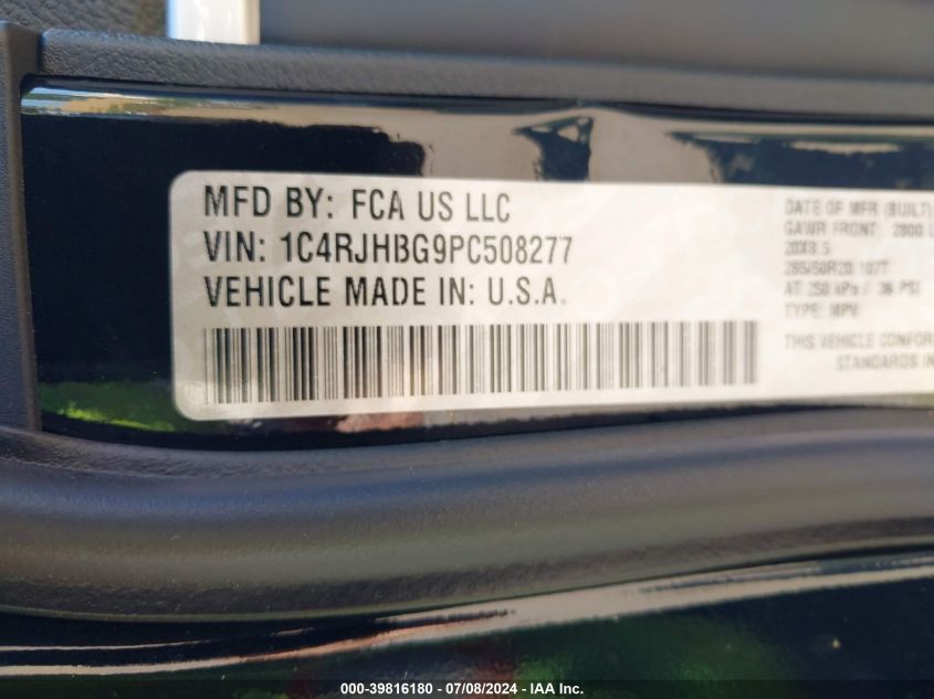 2023 Jeep Grand Cherokee Limited 4X4 VIN: 1C4RJHBG9PC508277 Lot: 39816180
