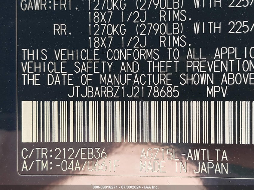 2018 LEXUS NX 300 F SPORT - JTJBARBZ1J2178685